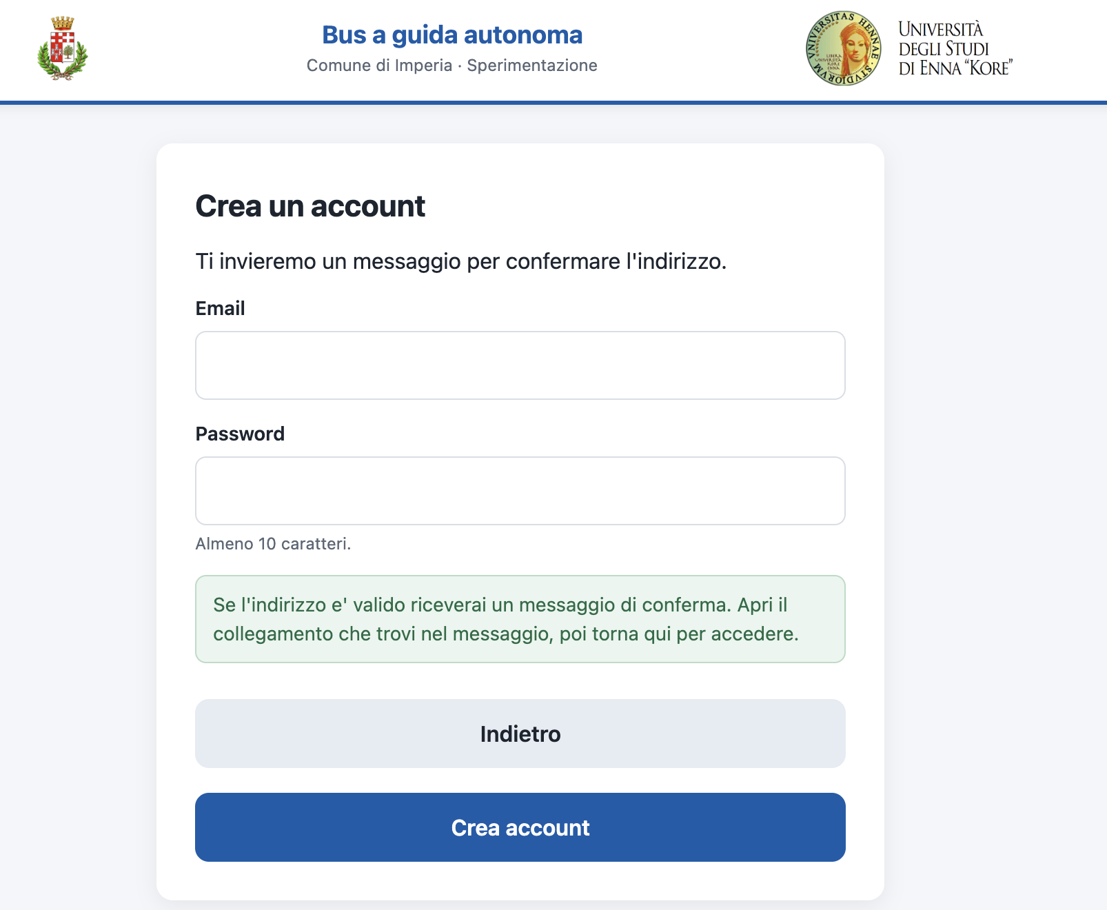 Conferma di invio del messaggio