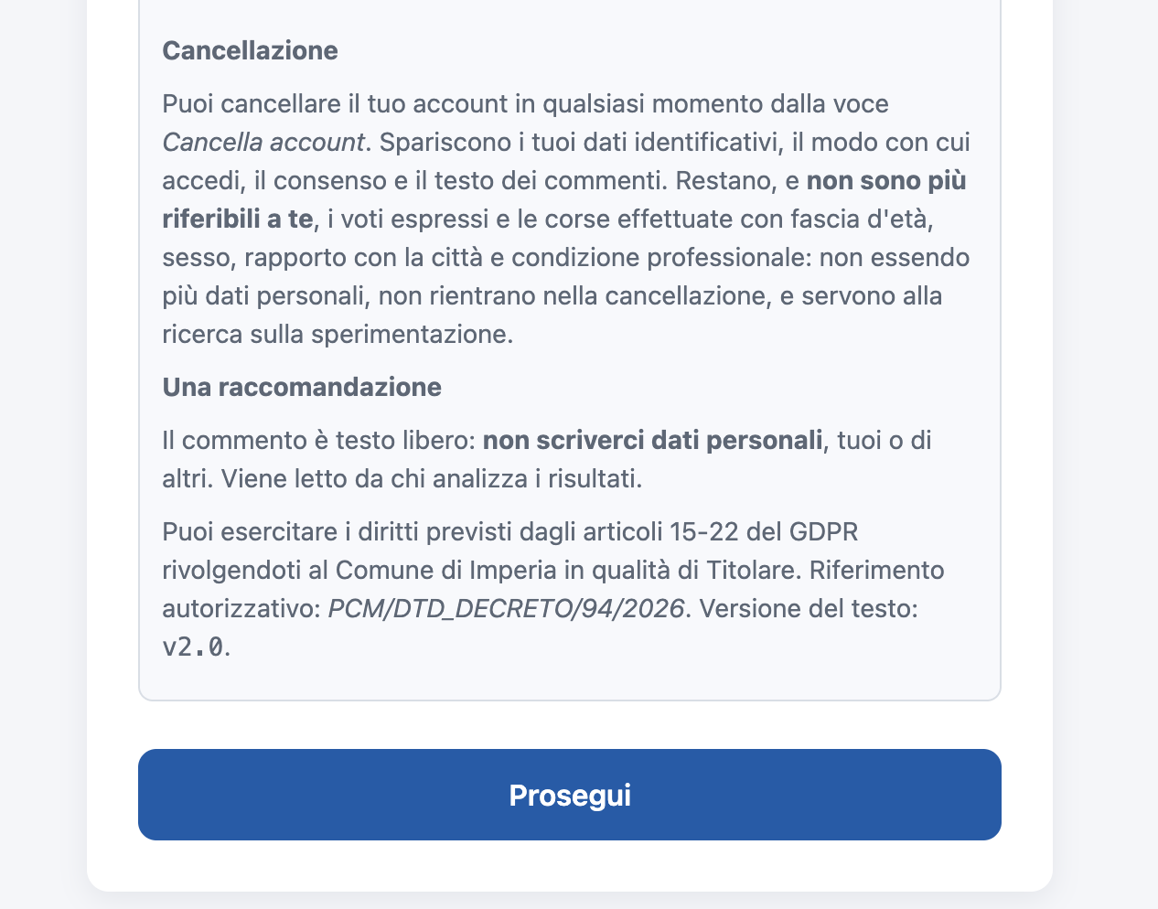 Informativa, cancellazione e riferimenti